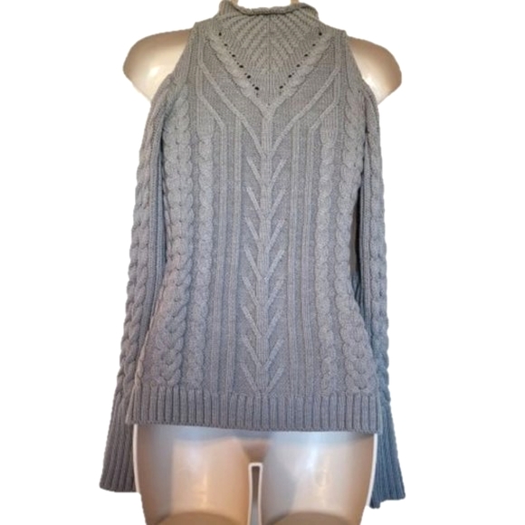 HOLT RENFREW HR2 Grey Chunky Cable Knit Shoulderless Sweater Size XS - Picture 2 of 6